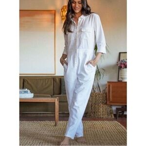 NWT Outerknown S.E.A. Corduroy Long Sleeve Jumpsuit in Salt/White